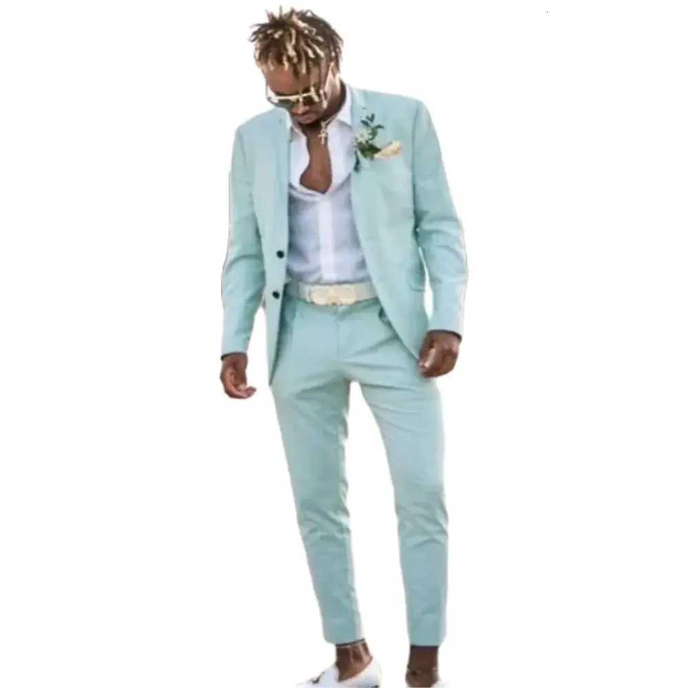 Beach Wedding Men Suits Elegant Groom Blazer Single Breasted Notch Lapel Formal Occasion Full Sets Slim Fit Costume Homme Terno W250910