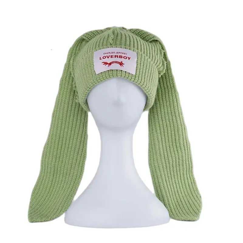 HandmadeLong rabbit Ear Wool Hat To Keep Warm in Autumn and Winter Korean Solid Color Long Ear Knitted HatXJ250910