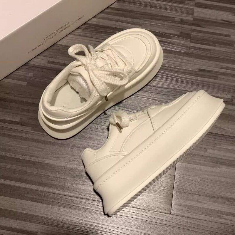 Trendy Thick-Soled Height-Increasing White Sneakers for Women 2025 Spring and Autumn New Fashion Versatile Breathable Casual Sports Shoes