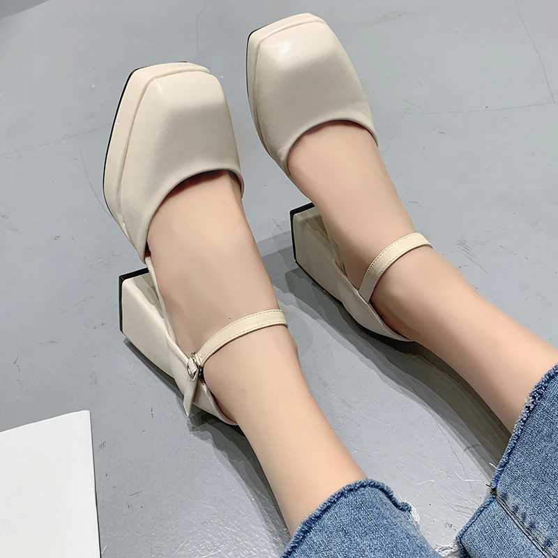 Thickheeled Highheeled Shoes for Women 2024 Spring and Summer New Waterproof Platform Simple Black Thicksoled Elegant Shoes W250910