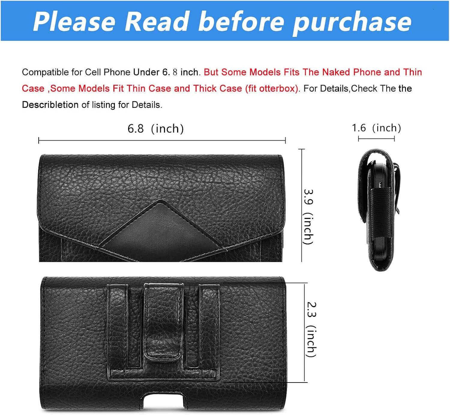 Leather Cell Phone Holster Belt Loop Phone Belt Holder for Men Carrying Phone Pouches Wallet Black for Phone Z250910