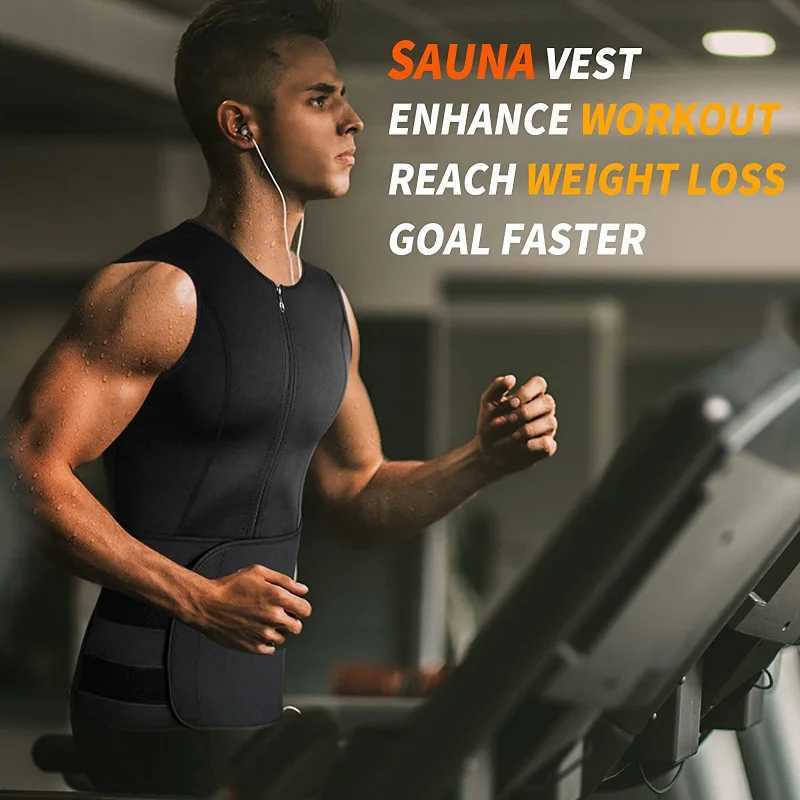 Men Neoprene Sauna Zipper Waist Corset Vest Belly Trimmer Compression Body Shaper Shirts Slimming Belt Faja Shapewear W250910