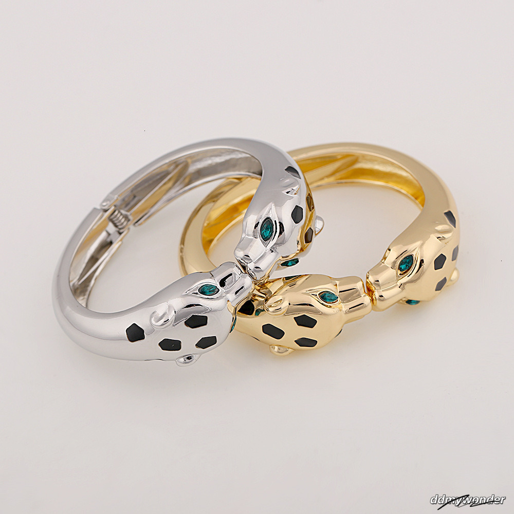 2025 New Retro, Fashionable And Individual Leopard Head Oil Drop Alloy Open Designer Jewelry Wedding Ring Bracelet ddmywonder ddmywonder