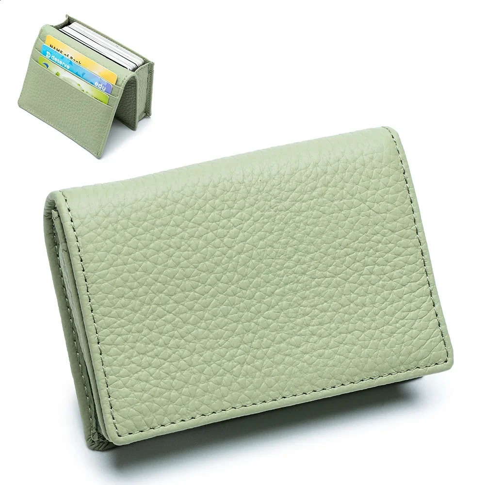 Fashion Genuine Leather Card Wallets Men Credit Card Holders Women CardID Holder Male Organizer Business Cards Case Bag250906