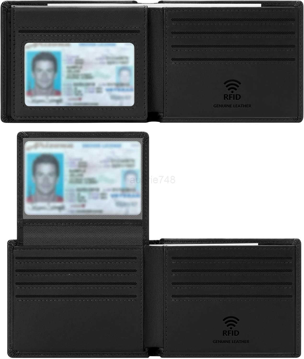 Genuine Leather Wallet for Men with Gift Box Handmade Bifold Stylish Mens Wallets Rfid Blocking with 2 ID WindowsZ250911