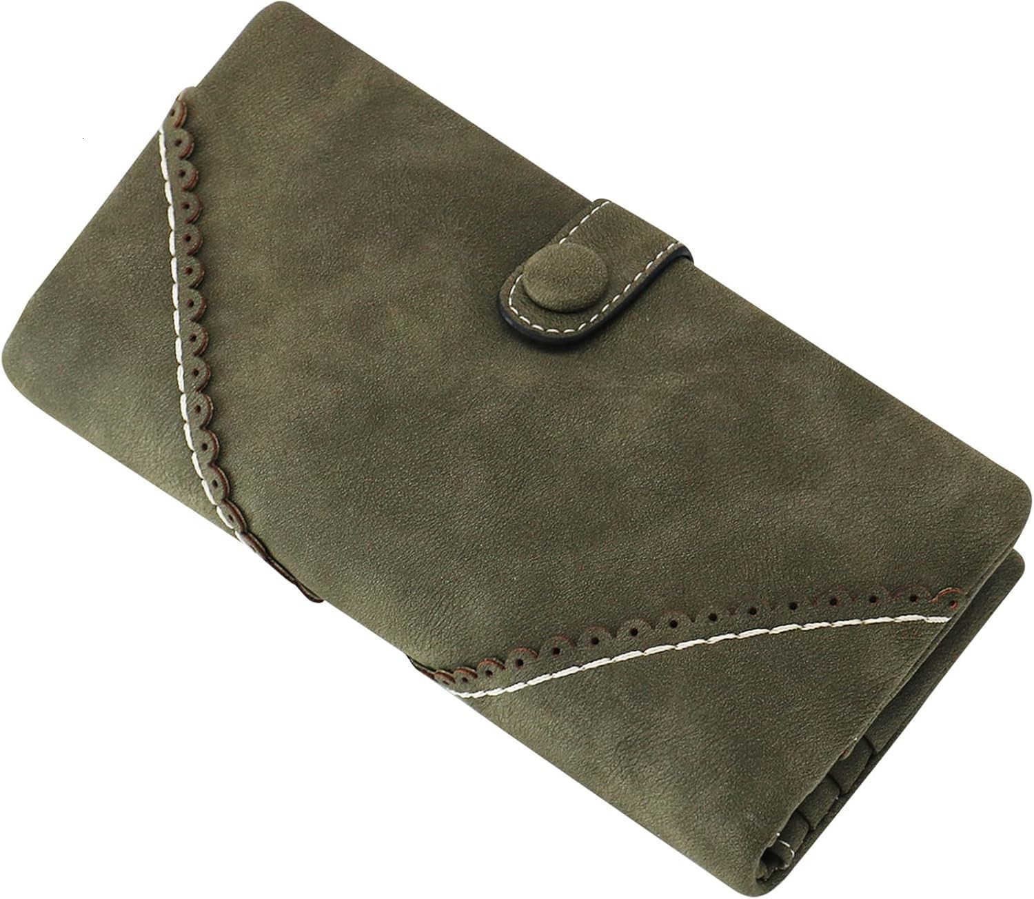 Women Vegan Leather Wallet Bifold Clutch Large Capacity Card Organizer Buckle Long Purse for Girls Candy ColorZ250910