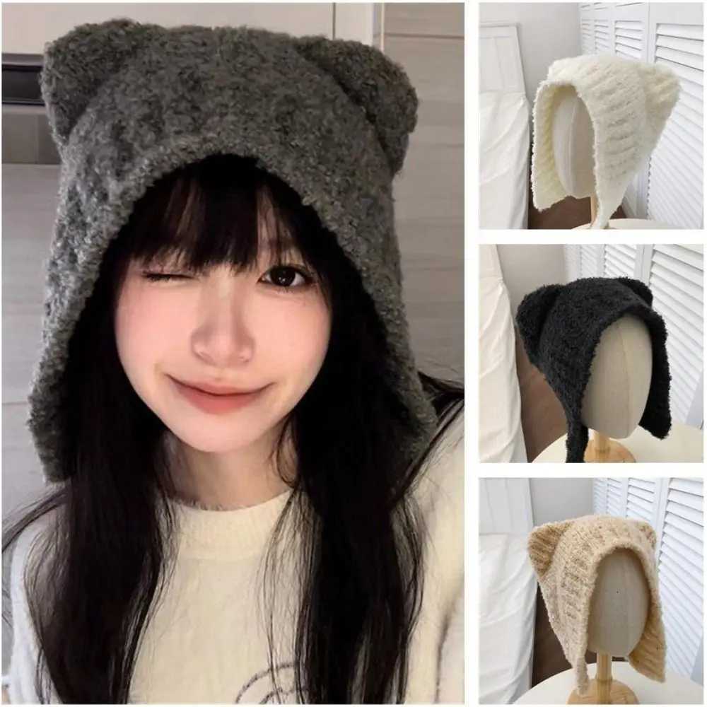 Y2K Beanie Hats for Wen Winter Warm Crochet Ear Protection Hat Solid Color Unisex Autumn Knitted s G250910