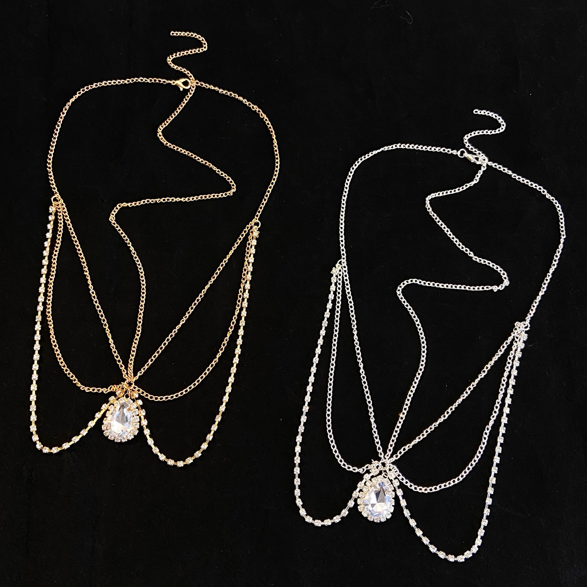 Hot Selling Water Drop Decoration Eyebrow Pendant Hair Accessory Creative Design Multi-Layer Tassel Bride Forehead Chain