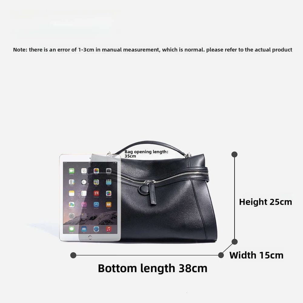 2026 Long Zipper Open Design Quality Commuter Shoulder Messenger Bag Blue Beige Full Grain Cow Leather Women Handbag Large