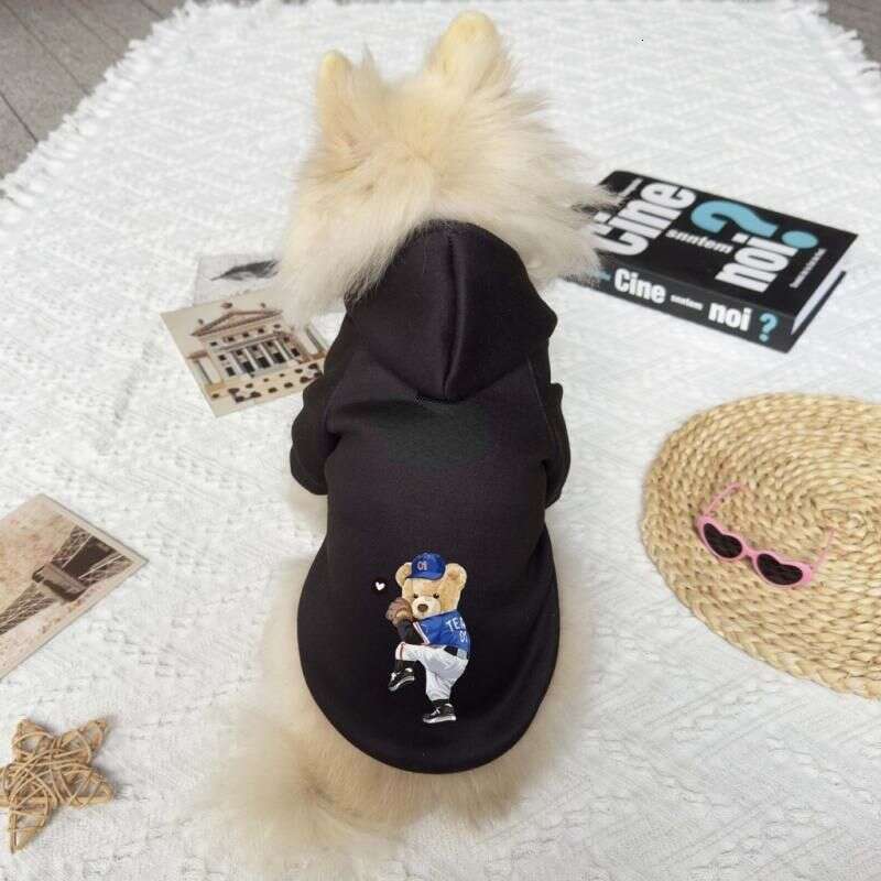 designer brand Pet Trend Cartoon Bear Print Autumn And Winter New Milk Silk Cat dog Warm Hoodie