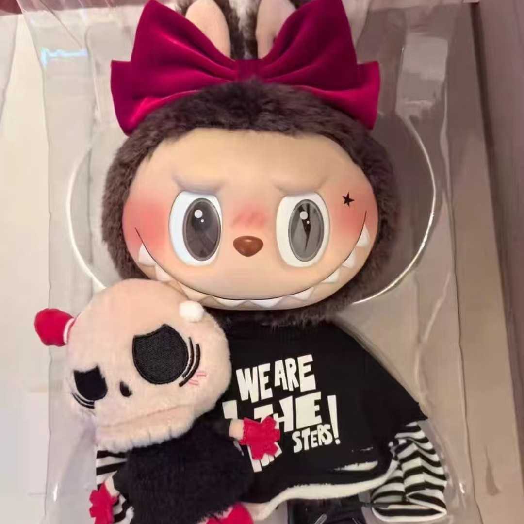 Labubu doll 38CM Heartbeat Macaron Enamel Monster Face Blind Box PVC Statue Desktop Decoration Cute Doll Kids Birthday Gift L250905