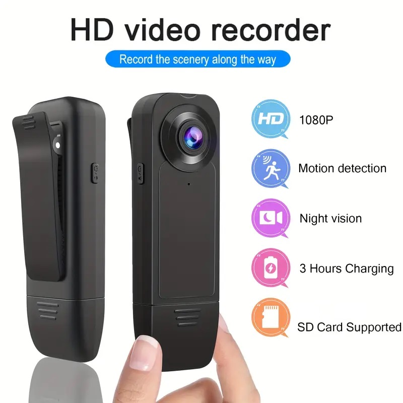 Mini Body Camera 1080P Police Body Camera,Body Worn Cam,Premium Portable,Wearable Patrol Video Recording Camcorder For Work Records,Guard