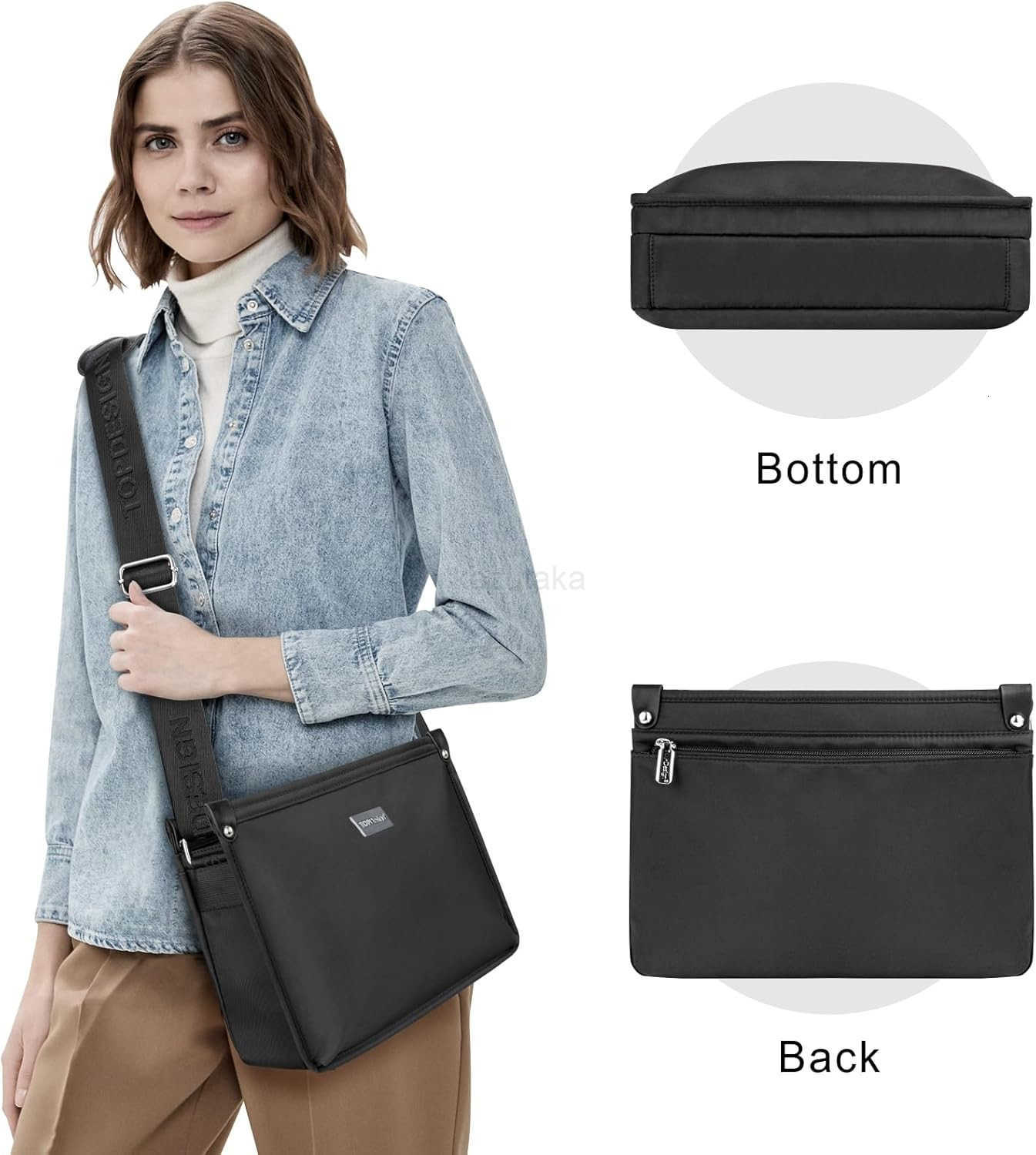 Lightweight Women Crossbody Bag Shoulder Purse with Multiple Pockets Triple Zip Handbag with Shoulder Strap Z250910