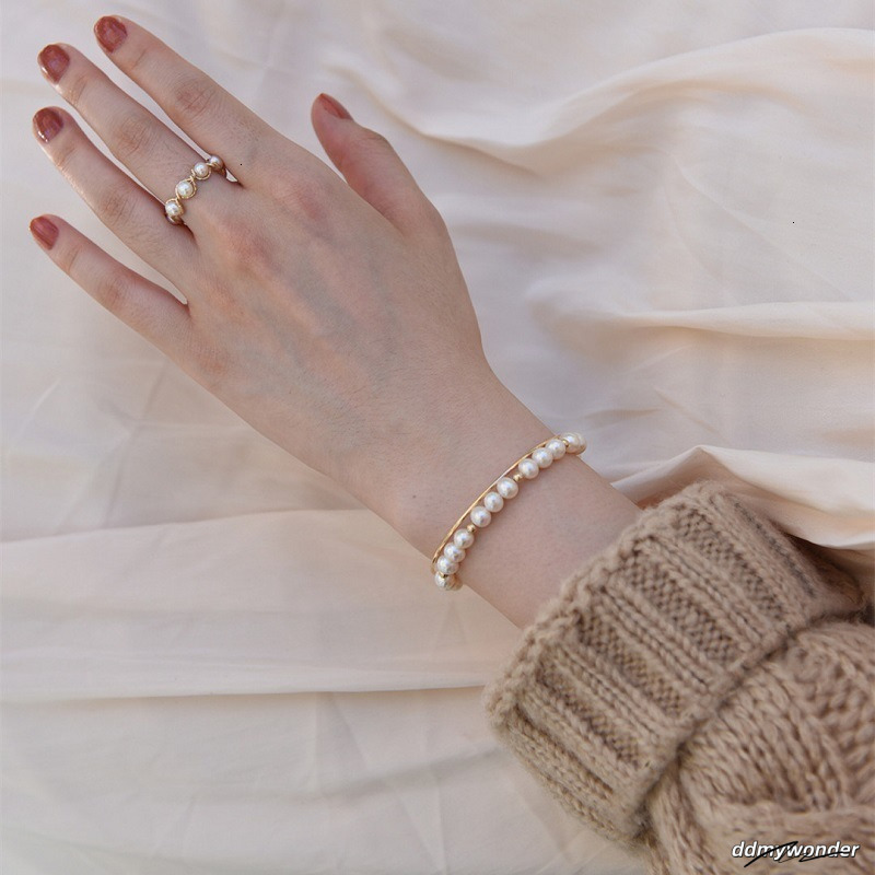 French Simple Freshwater Pearl Bracelet Female Grape Purple Pearl 14K Gold Design Light Adjustable Bracelet