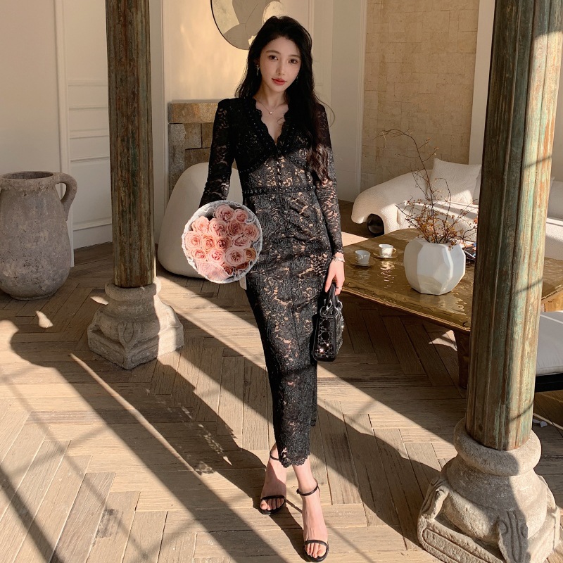 FD260 New Lace Long Skirt Evening Dress