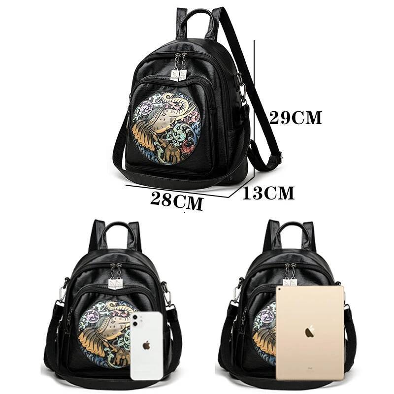 Elephant Print Design Backpacks High Quality Leather Solid Color Backpack Luxurious Women's Brand Travel Mochilas Sac A Dos high-quality