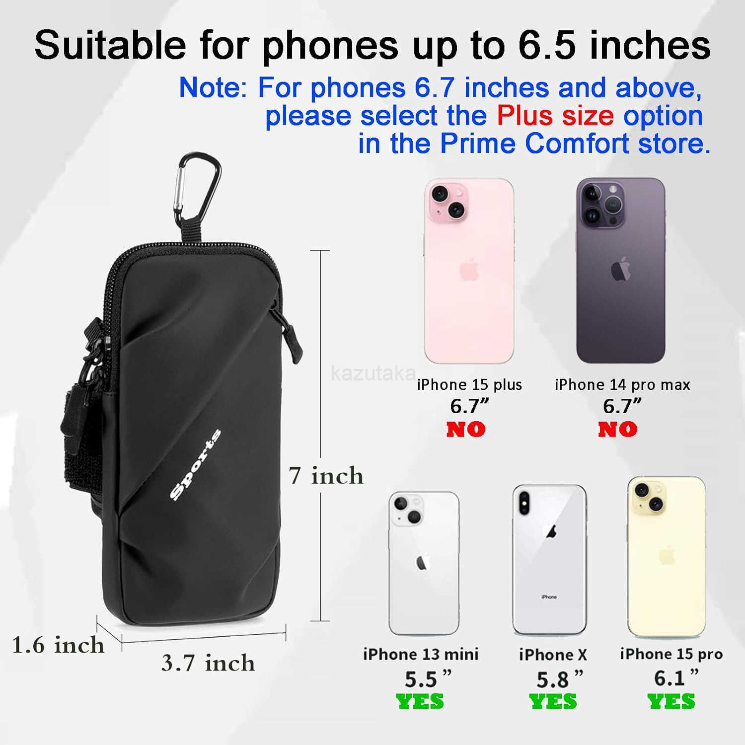 Phone Holder Arm Band Small Crossbody Shoulder Holsters Bag with Arm Bands Fits iPhone and Android Use for Running Walking Hiking Biking 67 Inches Bla