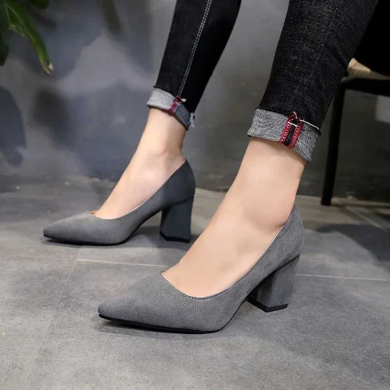 High Heels Womens 2022 New Womens Shoes Pointed Toe Shallow Mouth Shoes Womens Thick Heel Fashion Shoes Womens Large Size 43 W250910