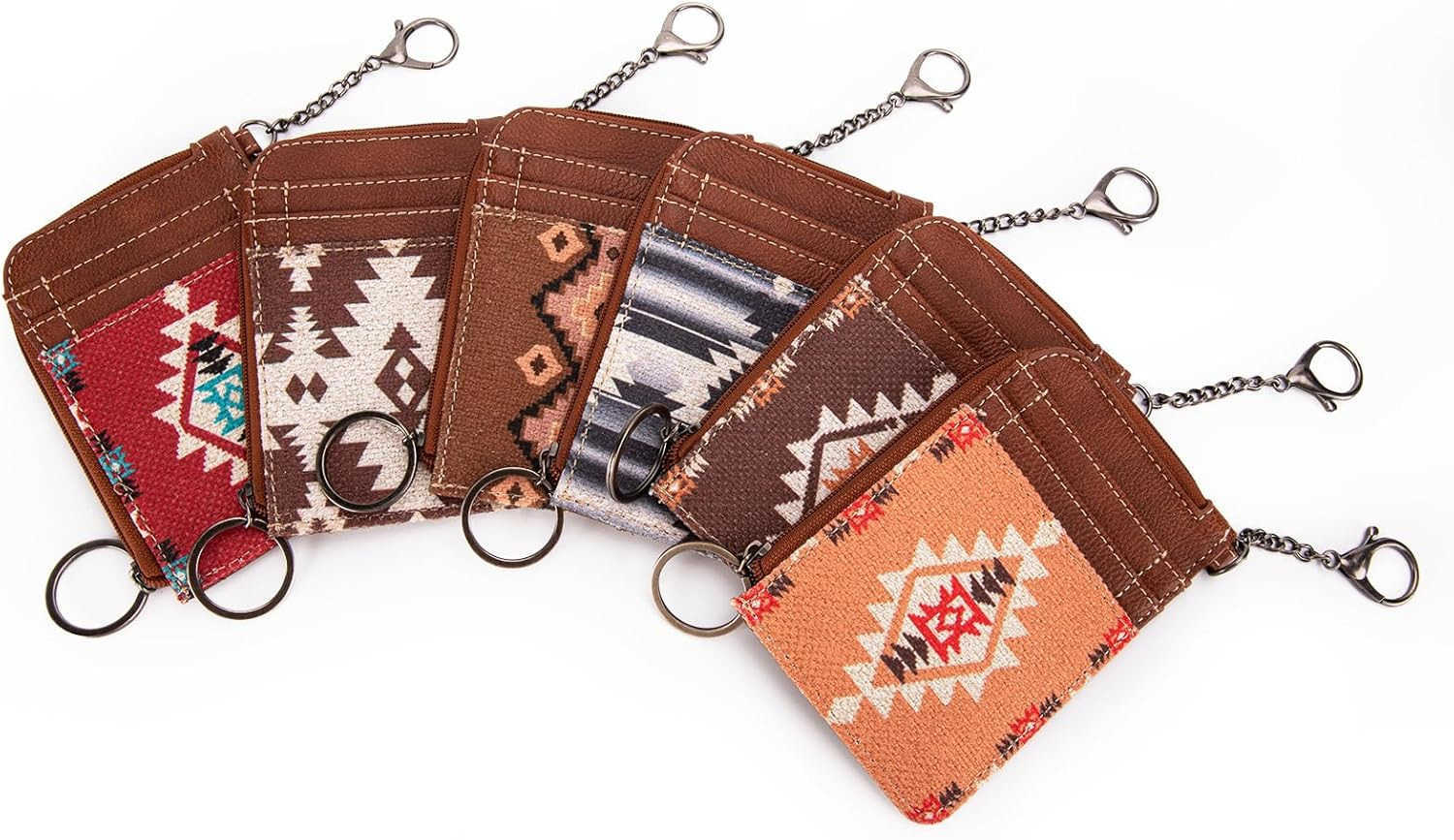 Card Wallet for Women Boho Aztec CARD Holder with Zipper PocketZ250910