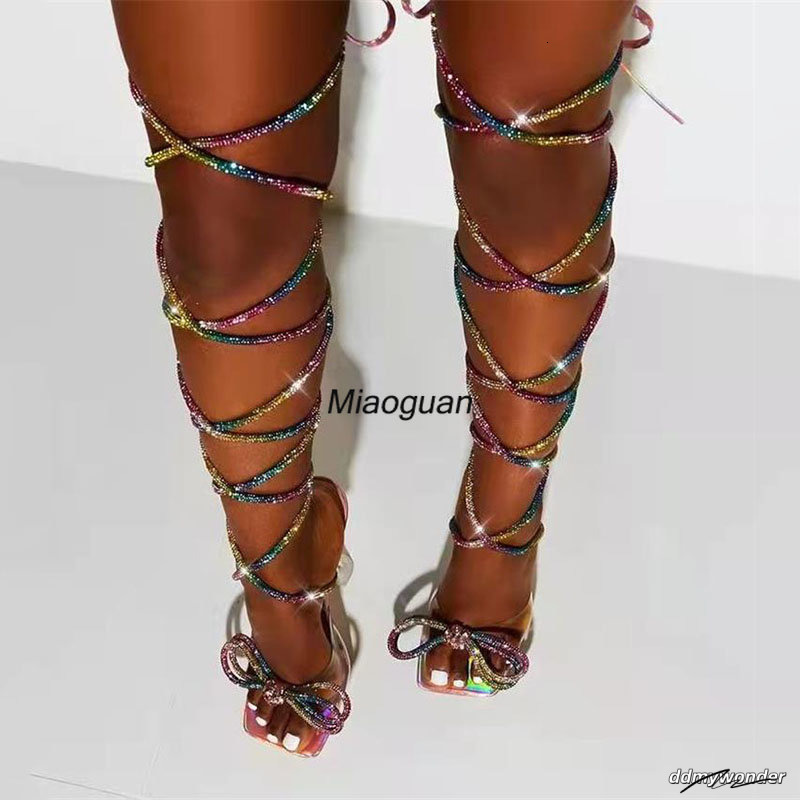 Fashion Womens Crystal Bow Strappy Thigh Boots Sexy Ladies Summer Over The Knee Sandals High Heels Party Strip Shoes Woman ddmywonder ddmywonder