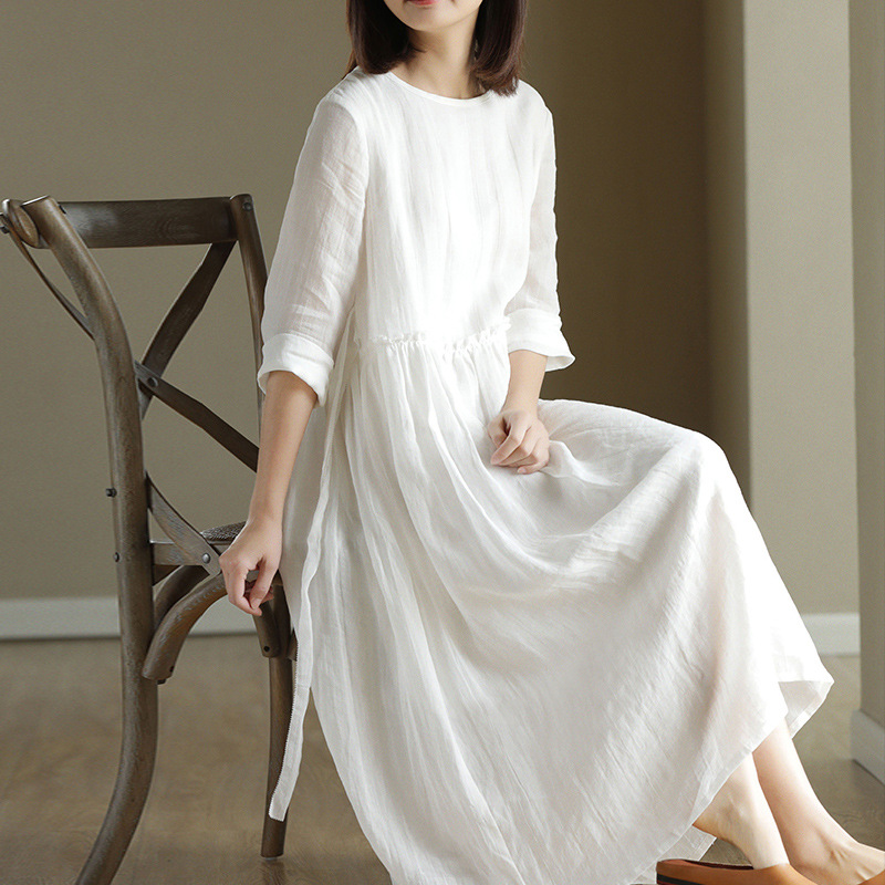 XR163 Slimming Artistic Loose Round Neck Skirt