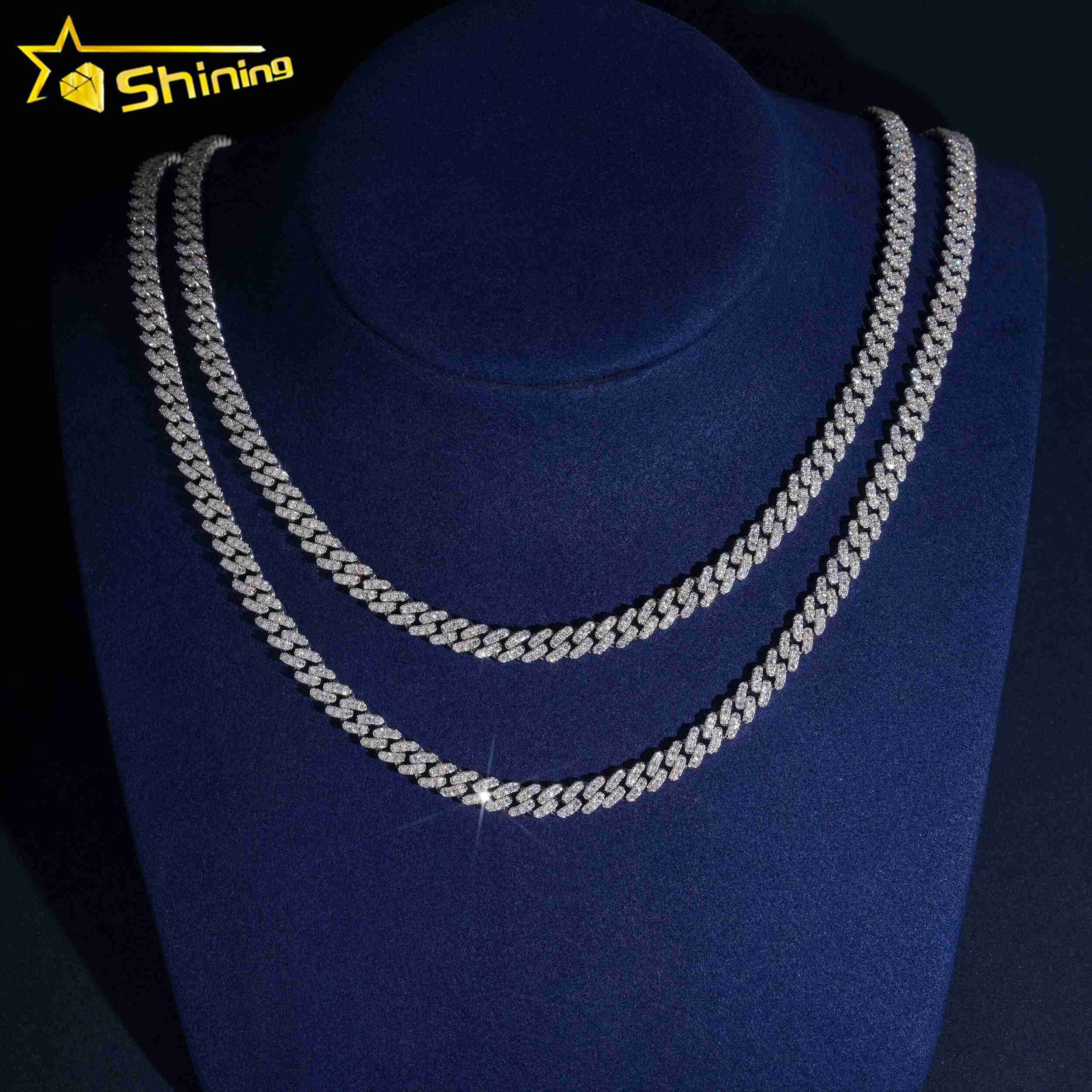 Iced Out Hip Hop Men Necklace Lab Diamond Cuban Link Chain 6MM Width 925 Sterling Silver