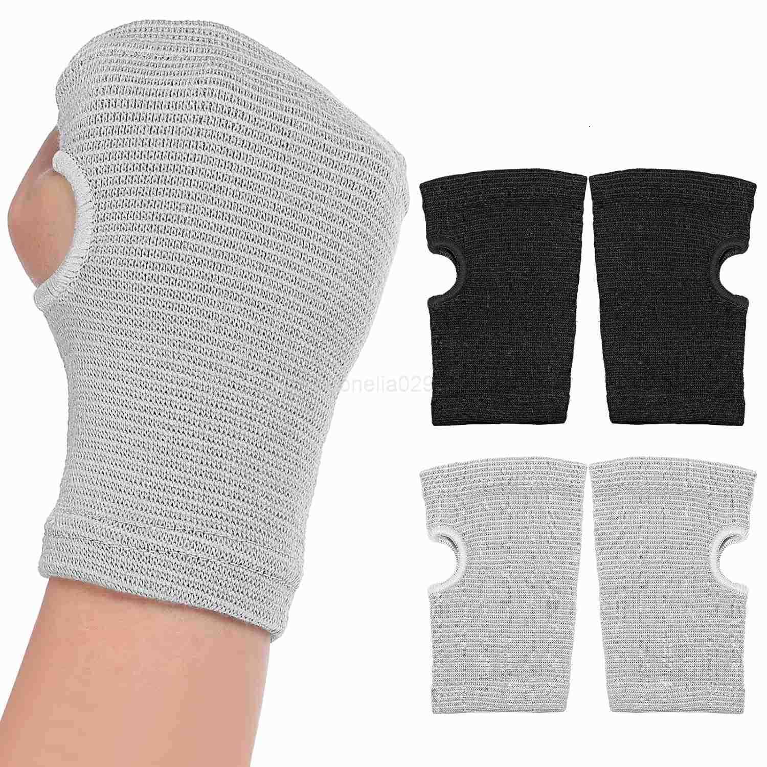 2 Pairs Wrist Sleeve Elastic Breathable Fingerless Gloves Compression Wrist Sleeve Suitable for Men and Women Fitness Sports CyclingBlack Grey W250910
