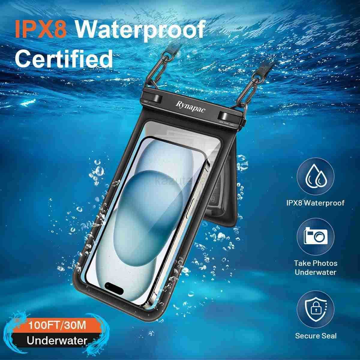 Double Space Waterproof Phone Pouch 2 Pack Waterproof Phone Case with Lanyard for iPhone 16 15 Pro Max S23 Pixel 7a up to 85 Cellphone Dry Bag for Bea