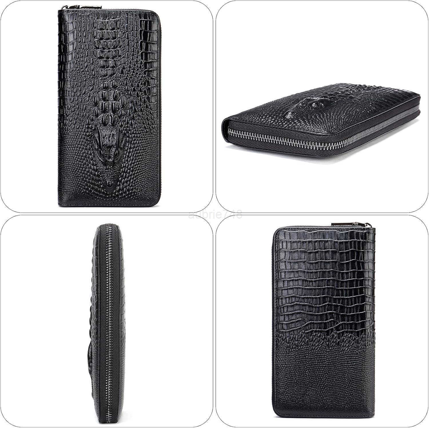 Genuine Leather Cool Long Wallets for Men Personalized Zip Around Wallet Checkbook Cash CARD Holder Wallet BlackZ250910