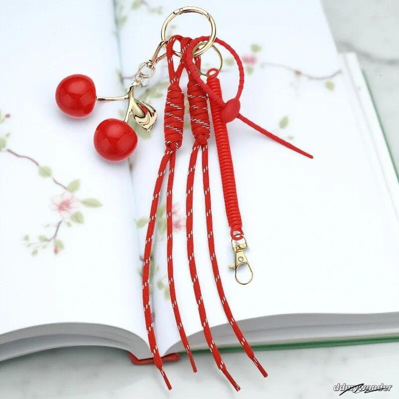 Keychains In Pink Cherry Bag Charm Braided Rope Woman Fashionable For Bags Pendant Accessories Gift ddmywonder ddmywonder