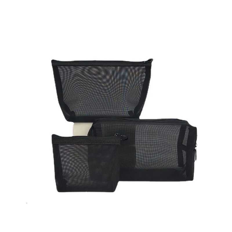 1pcs Black Womens Cosmetic Bag Mesh Storage Organizer for Cosmetics Pencil Case Travel Girl Brush Toilet Makeup Pouch CaseXJ250910