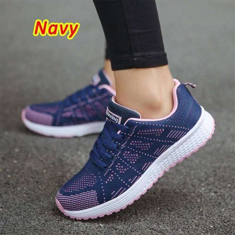 Women Fashion Casual Flat Shoes Running Sneakers Lightweight Wedge Mesh Breathable Shoes Comfy Soft Vulcanize Shoes