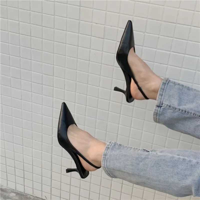 Popular Pointed Toe Women Sandals New Arrivals Black White Silver Summer Dress Shoes Thin High Heels Elastic Band Ladies Pumps W250910