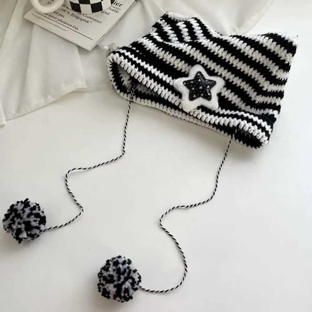 Striped Knitted Wool C Crochet Knitting Hats Cat Ears Pointed Pulr Hat Sweet Star Decor Outdoor Item Fashion Slouchy CXJ250910