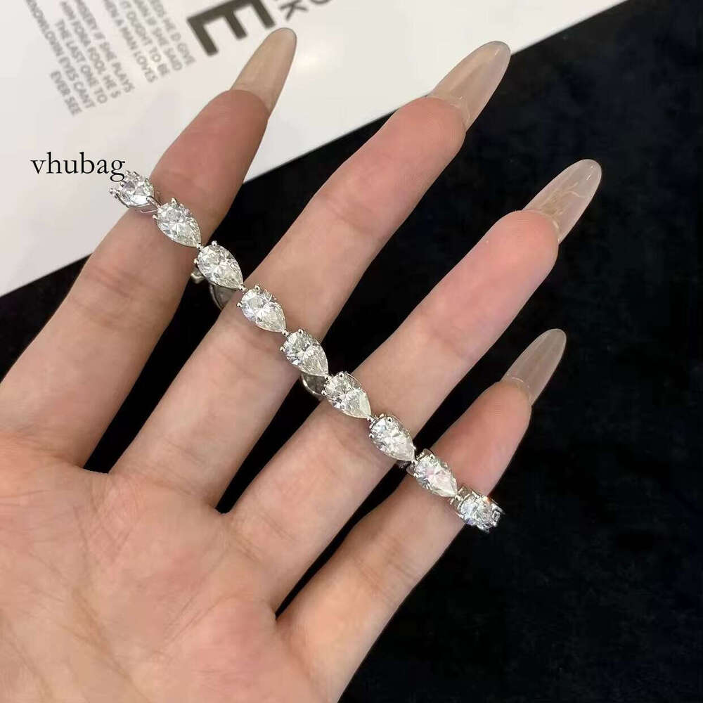 Hip Hop Ice Out S Chain 5*8MM Pear Cut Moissanite Tennis Bracelet