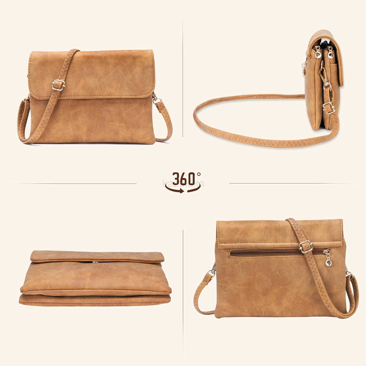 Small Crossbody Bags for Women Suede Leather Cell Phone Purse with Adjustable Shoulder Strap Small Phone Bag with Dubble Zipper Magnetic Closure Vinta