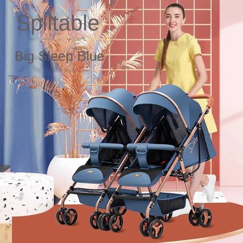 Twins Baby Stroller High Landscape TwoWay Can Sit and Lie Down Detachable Ultralightweight Portable Folding Baby Stroller W250910