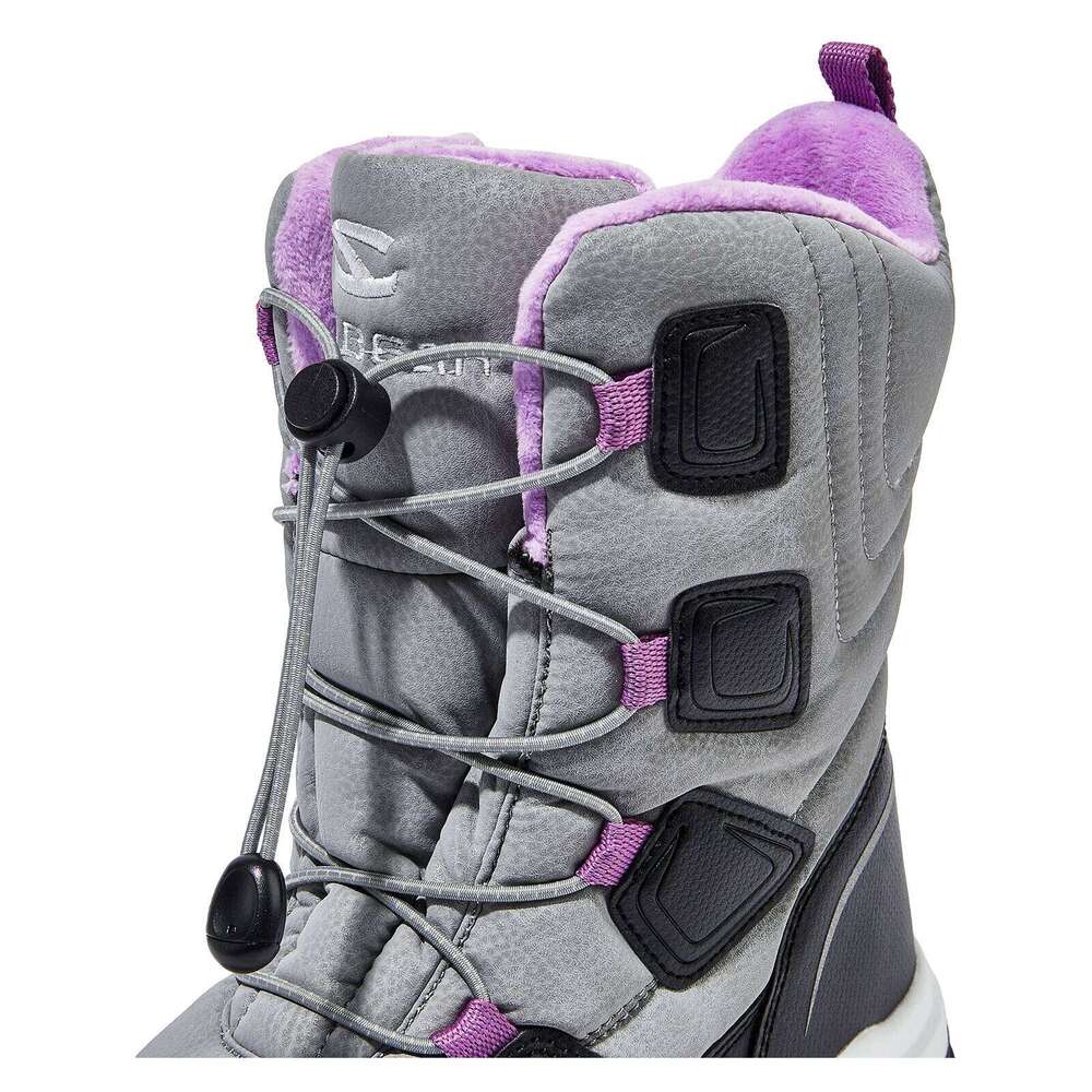 HOBIBEAR Kids Snow Boys Girls Mid Calf Waterproof Shoes Warm Faux Fur Lined Insulated Elastic Band Winter Boots