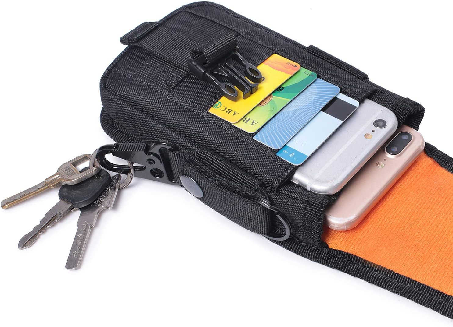 Tactical Molle Phone Pouch EDC Cellphone Holder Smartphone Case Organizer Bag with US Flag Patch Molle Key RingW250910