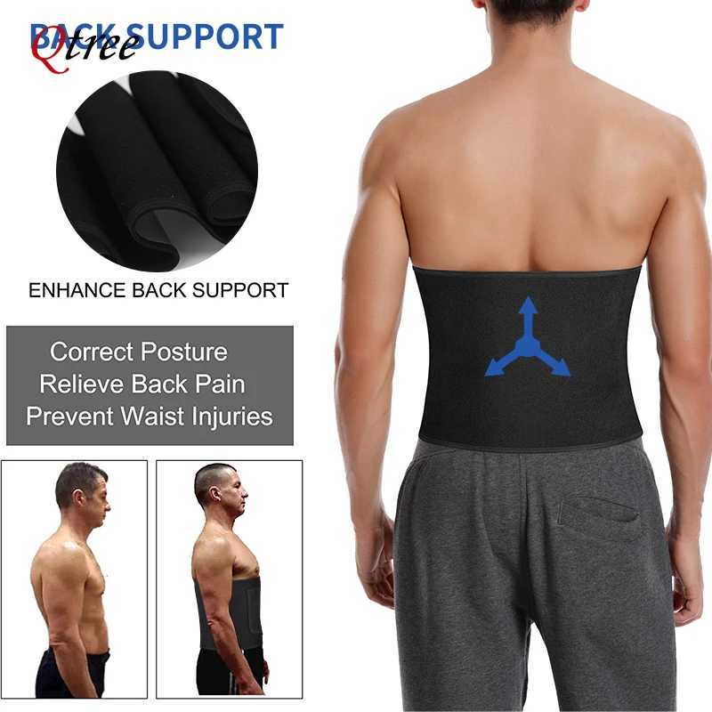 Qtree Men Sauna Sweat Belt Body Shaper Waist Slimming Bandage Wrap with Pocket Abdomen Belly Tummy Control Shapewear W250910