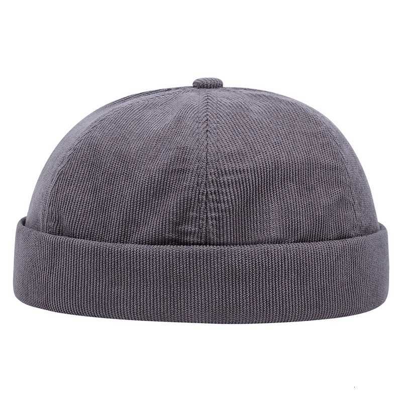 2024 New Fashion Casual Solid Color Corduroy Minimalist Solid Color Unisex Brimss Hat Autumn and Winter Windproof Beanie G250910