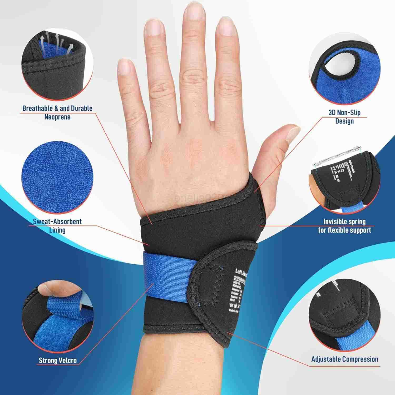 2 Pack Wrist Wraps for Pain Carpal Tunnel Tendonitis Adjustable Wrist Support for Work Men and Women Daily Protector Right Left Hand Small W250910