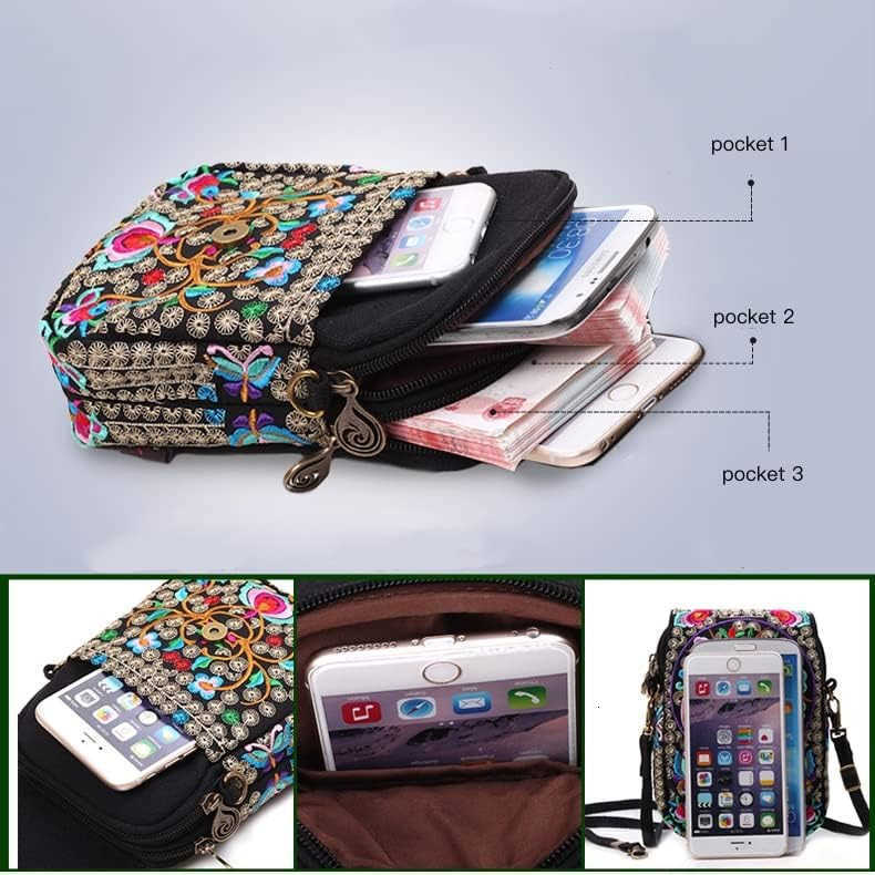 small Embroidered purseEmbroidered cell phone crossbody bag Coin Purse mexican purse Vintage wallet small crossbody cell phone purseW250910