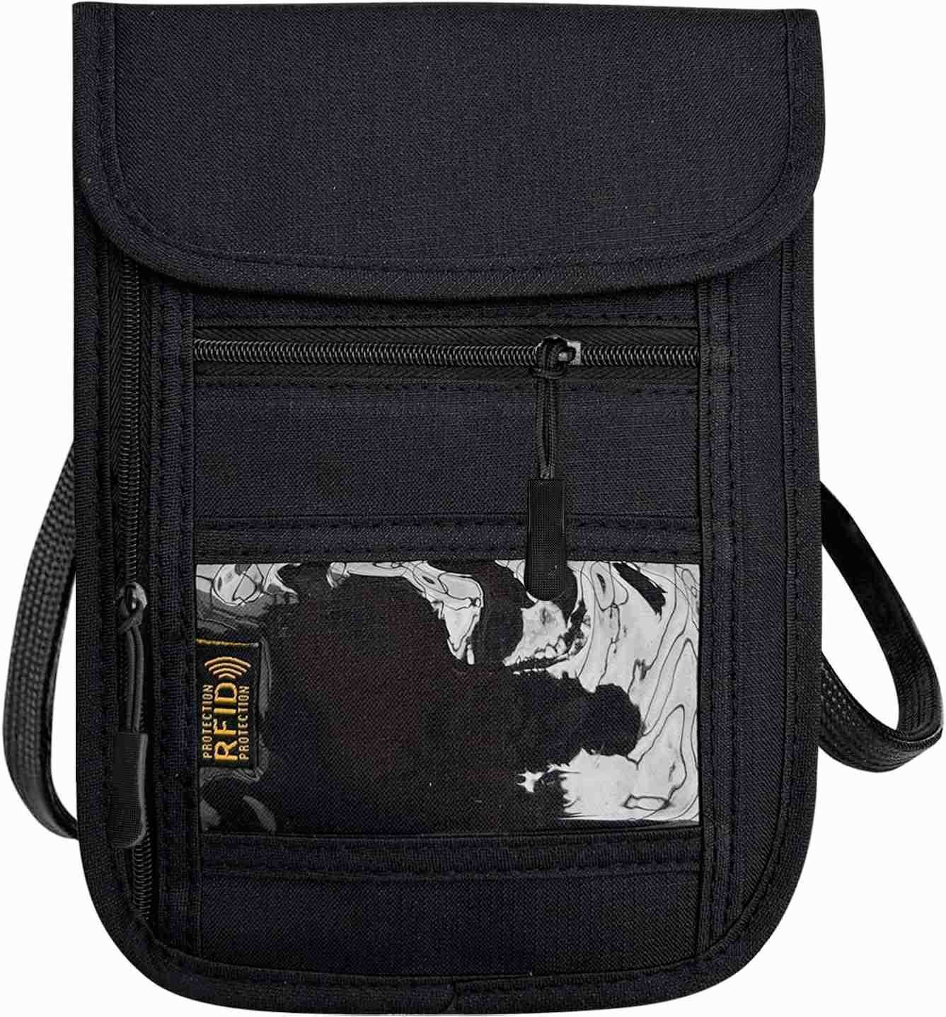 Blocking Travel Neck Wallet Pouch and Passport Holder Travel Neck Pouch Passport Holder for Women Men BlackZ250910