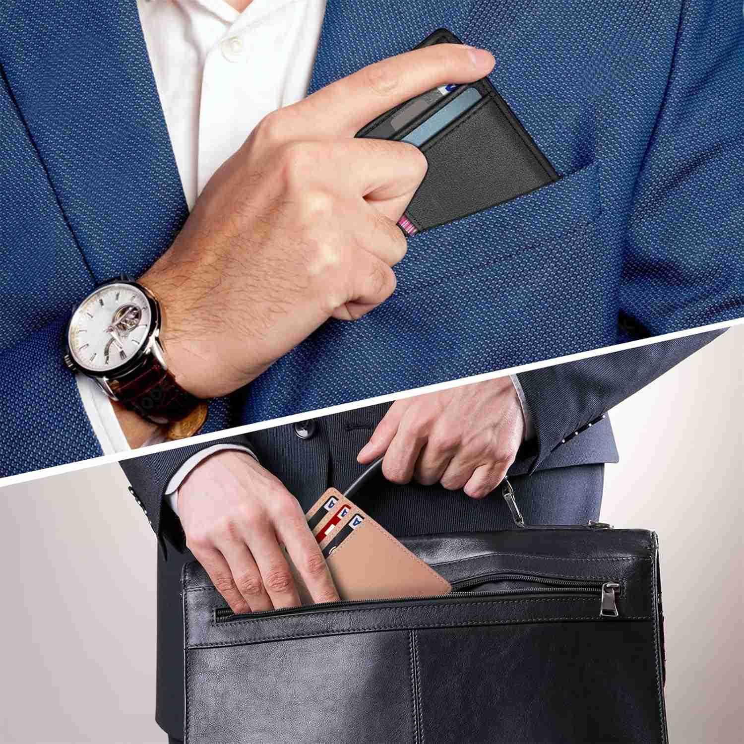 Front Pocket Minimalist Leather Slim Wallet RFID Blocking Medium SizeZ250910