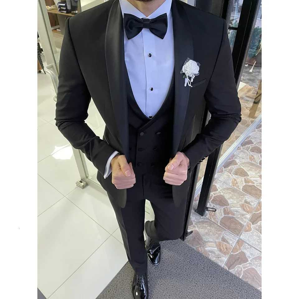Singlebreasted boutique solid color wedding dress groom set threepiece mens casual business suit W250910