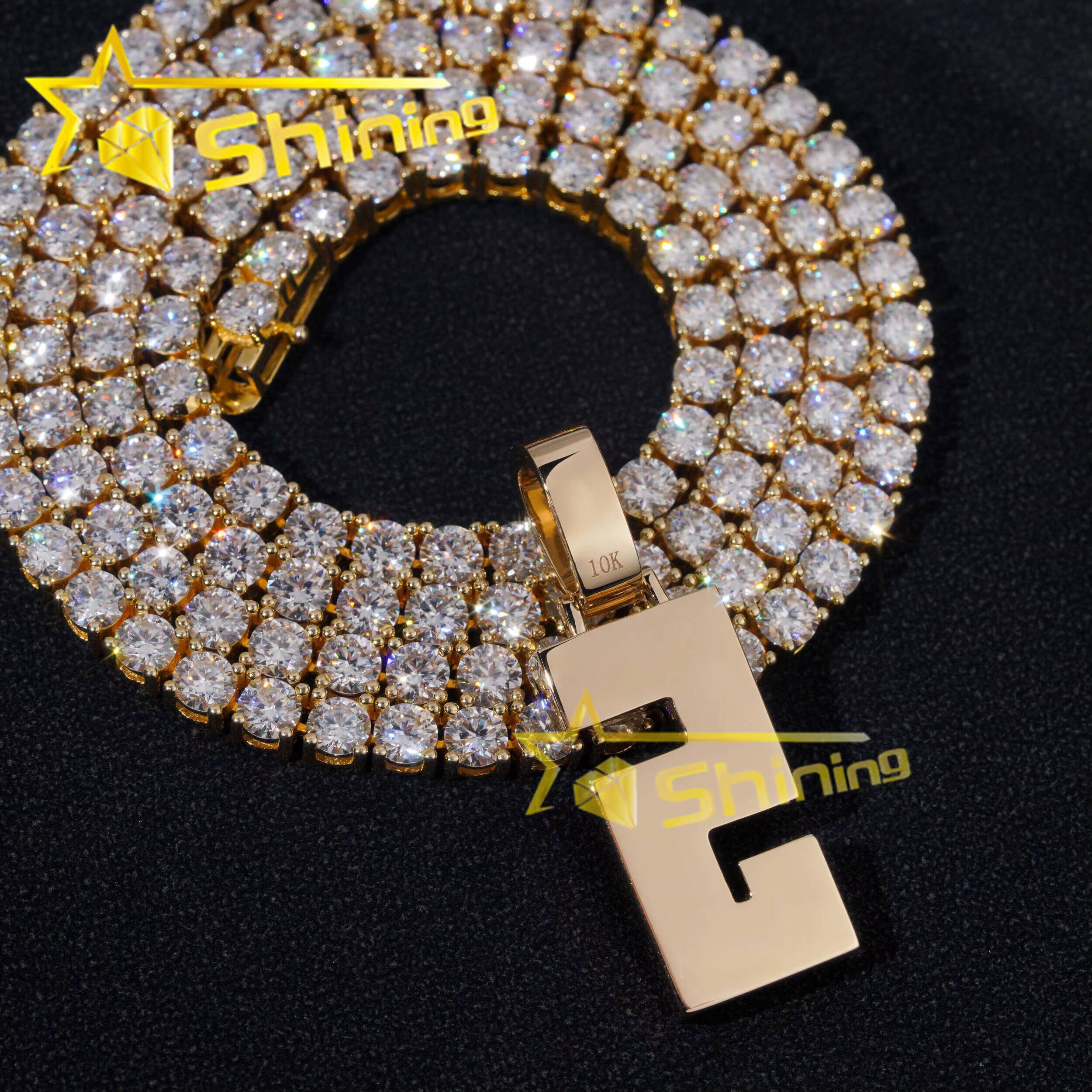 10K Solid Gold Pendant Vvs Moissanite Diamond Iced Out Pendant Pass Diamonds Tester Pendant Fine Jewelry