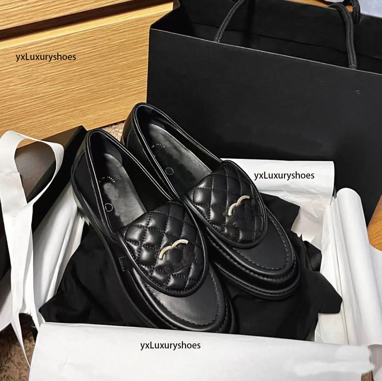 2024 Paris designer letter Loafer women's shoes new buckle Loafer platform women's shoes women's CC luxury low heel satchel shoes