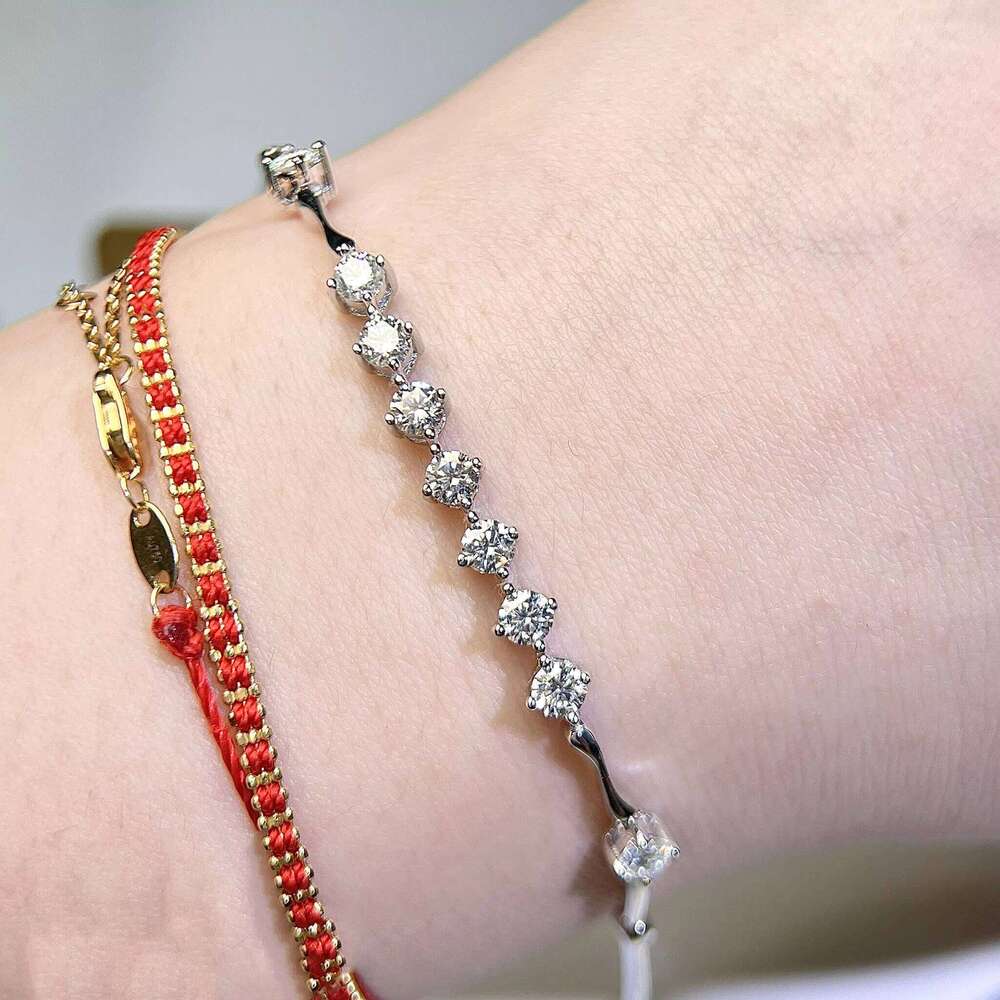 Customized Sier Moissanite Star River Bracelet Women Excellent Cut Gold Plated Cute Classic Style for Gifts Parties