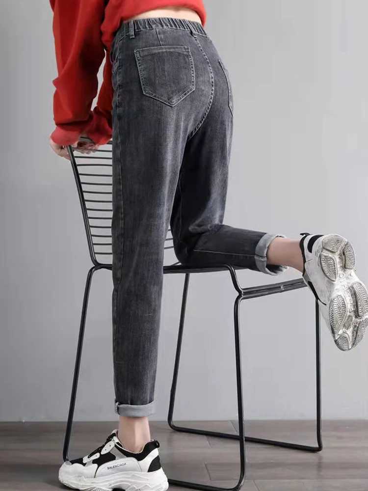 Big Size 5xl High Waist Harem Vaqueros Casual Strecth Baggy Korea Pencil Jeans Streetwear New Vintage Fashion Women Denim Pants Z250910